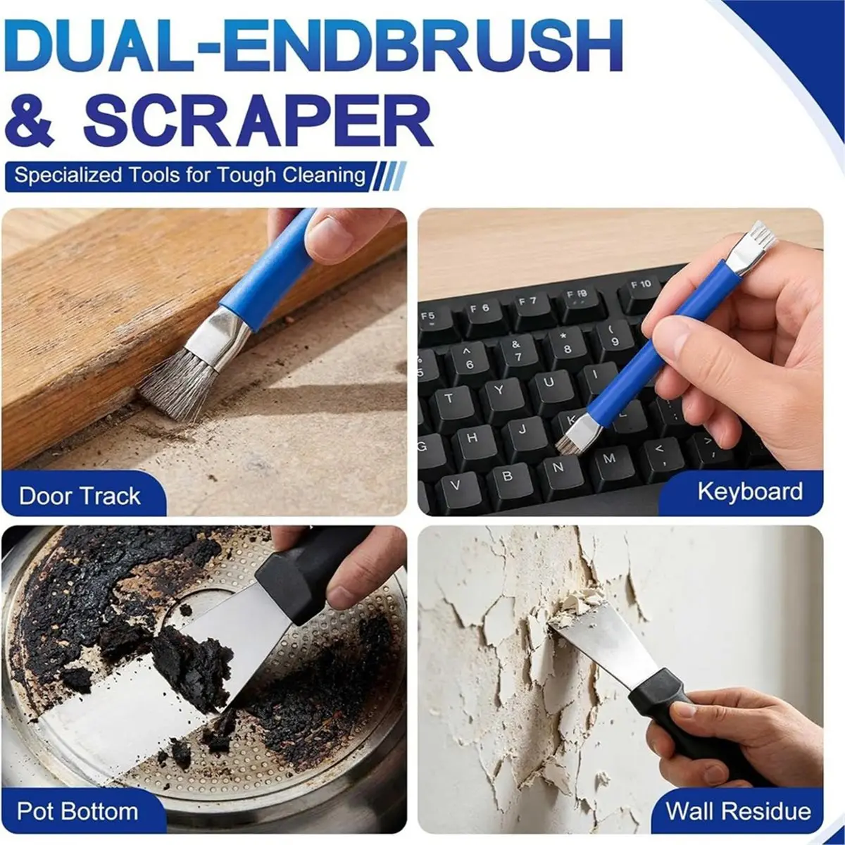 9pcs Crevice Cleaning Brush Set, Hard Bristle Scrub Brushes Tool Kit Multi-Purpose Deep Cleaning Supplies