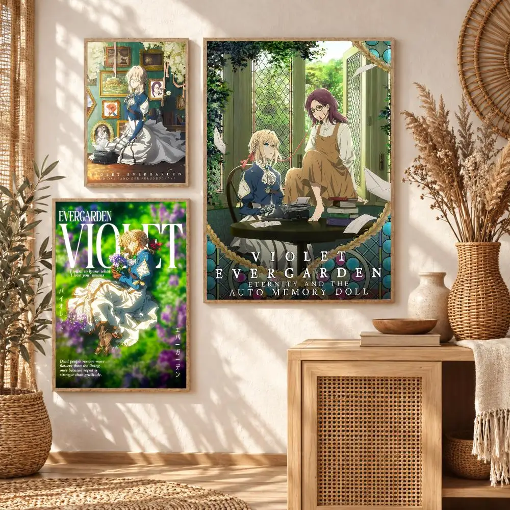 Romantic Drama Anime V-Violet Evergarden Poster Premium Modern Waterproof Wall Art Pictures for Bedroom Living Room Bar Decor