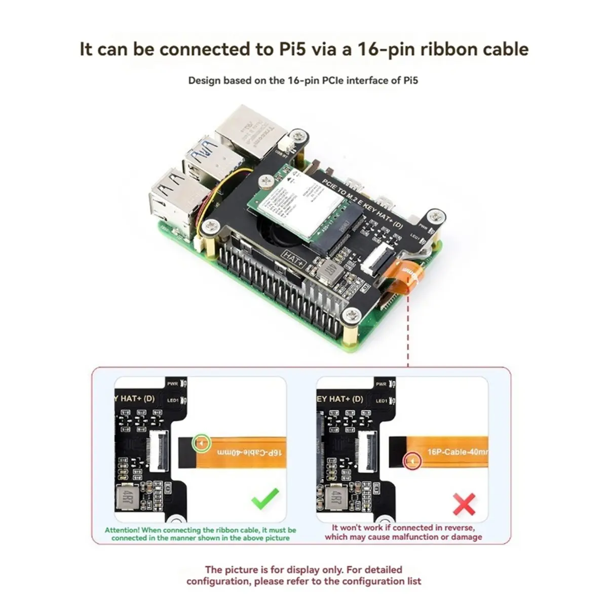 giftnew For 5 PCIE to M.2 E KEY HAT+ PCIe Adapter Card for A/E KEY E KEY Wireless Network Card