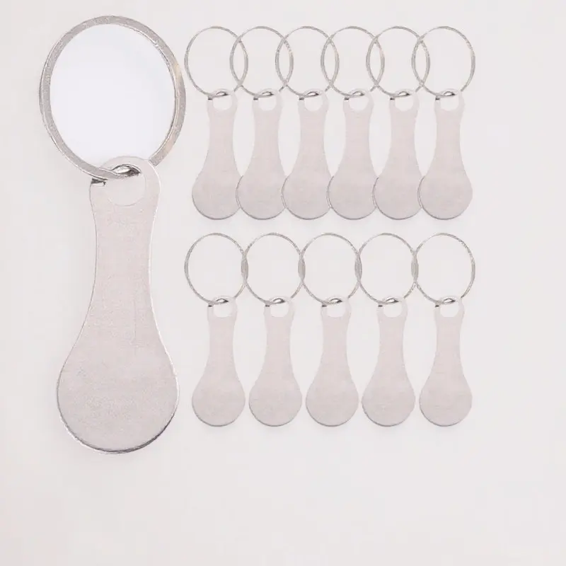 12Pcs Shopping Cart Token Keychain Stainless Steel Compact Portable Shopping Cart Supplies Trolley Token Key Ring Pendant