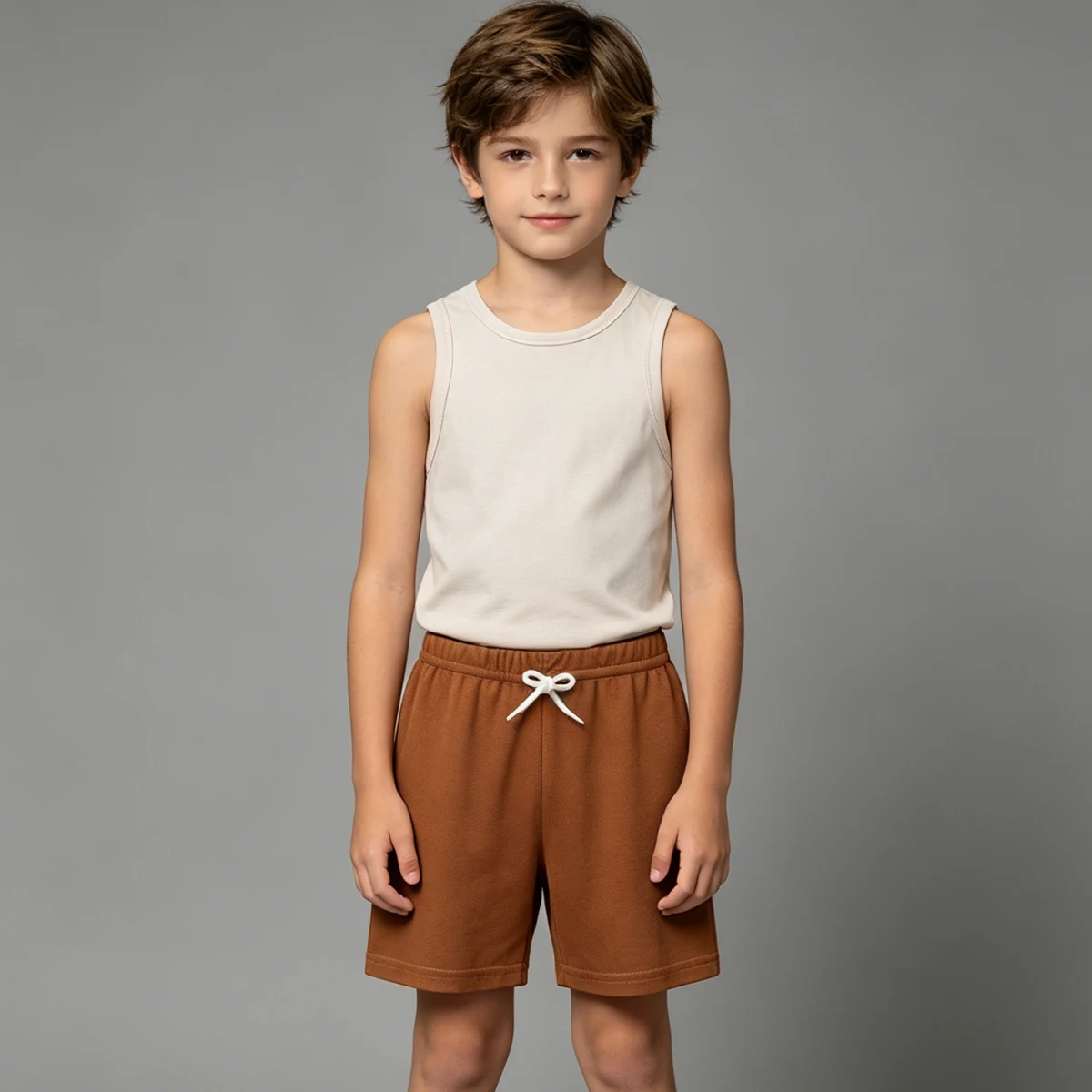 2-Piece Summer Children's Fashionable Versatile Vest Set for Boys and Girls Casual Sports, Elastic Waist Shorts Comfortable Vest