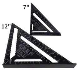 Aluminum Alloy Triangle Ruler Gauges Speed Protractor Percision Measurement Tool Miter Carpenter Line Scriber Saw Guide 7''/12