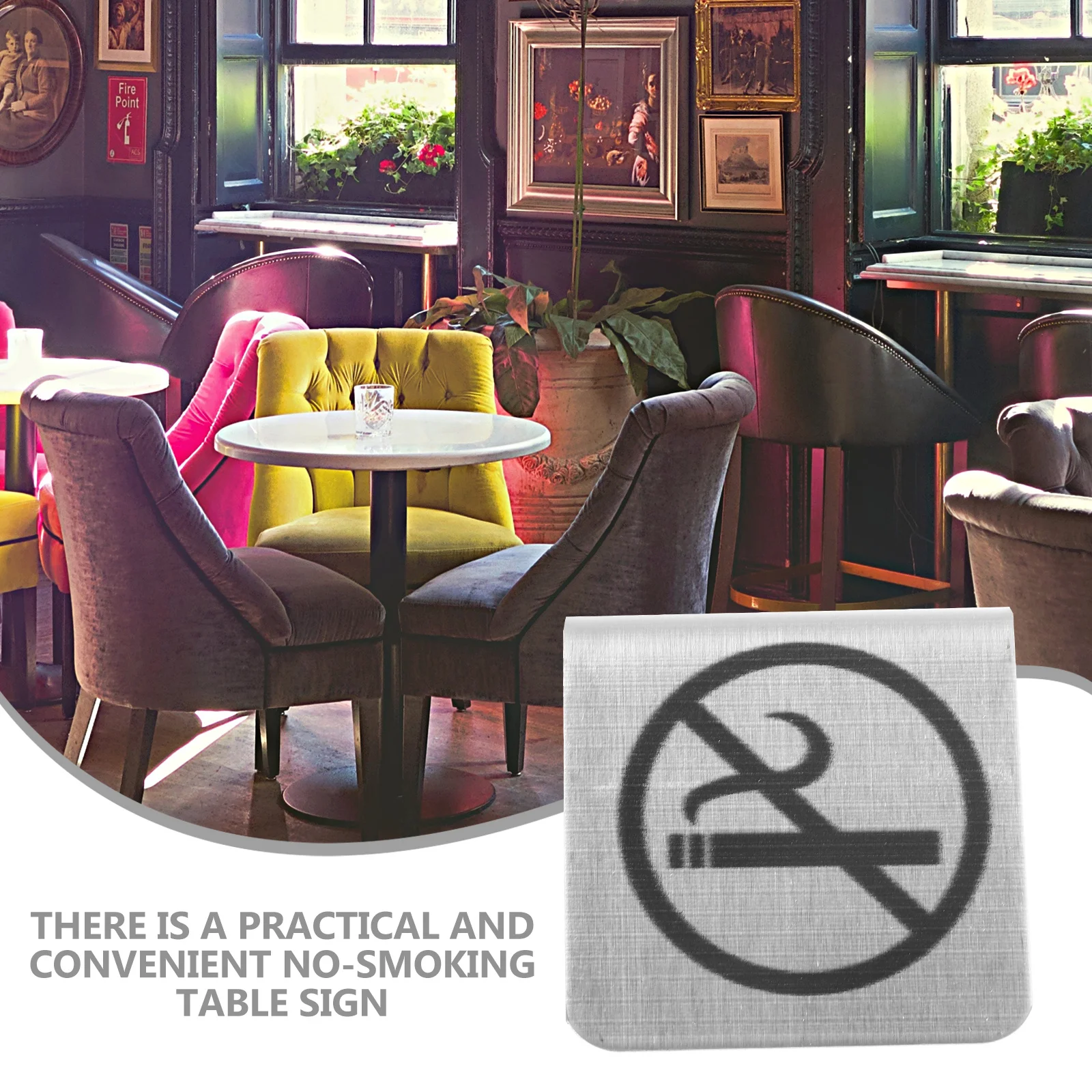 

2Pcs Stainless Steel No Smoking Sign Durable Table Signs for Restaurants Hotels Weddings Indoor Use Easy to Clean Long Lasting