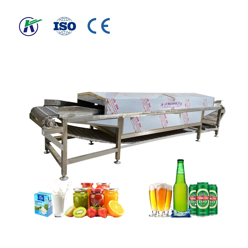 Automatische Tunnelpasteurisierungsmaschine, energiesparende Edelstahlgeräte für Saft, Milch und vakuumverpacktes Lebensmittel