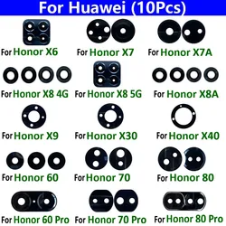 10Pcs, Back Rear Camera Glass Lens With Adhesive For Huawei Honor 60 70 80 Pro Se X6 X7 X7A X8 X8A X9 X30 X40 4G 5G