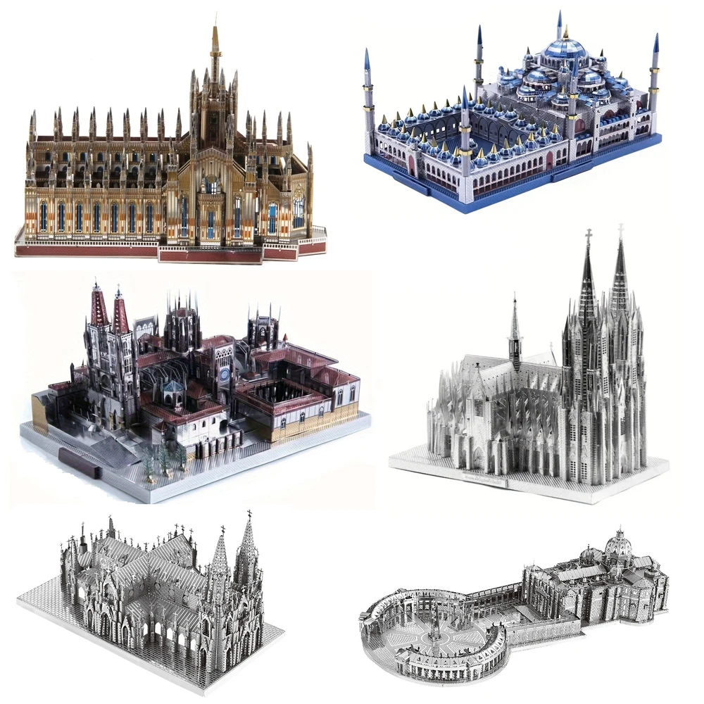 Church 3D Metal Puzzle Cologne Cathedral model DIY Laser Cut Jigsaw Model For Adult Educational Toys Desktop decoration