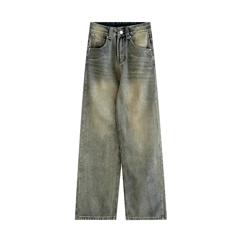 

Early Autumn Vintage Wash Blue Loose High Waist denim Straight Pants