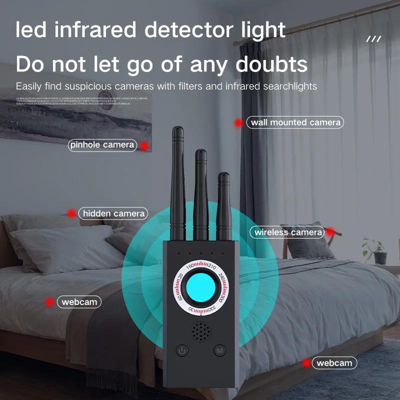 Detector de cámara oculta T16, lente de cámara antirrobo, Protección de Privacidad, escáner de señal RF inalámbrico, localizador GPS, buscador de