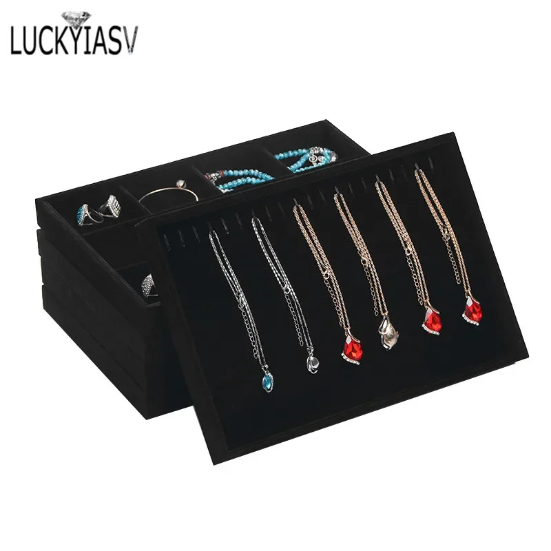 

Black Velvet Jewelry Storage Tray Box Ring Box Bracelet Pendant Necklace Display Picking For Jewelry Display Tray
