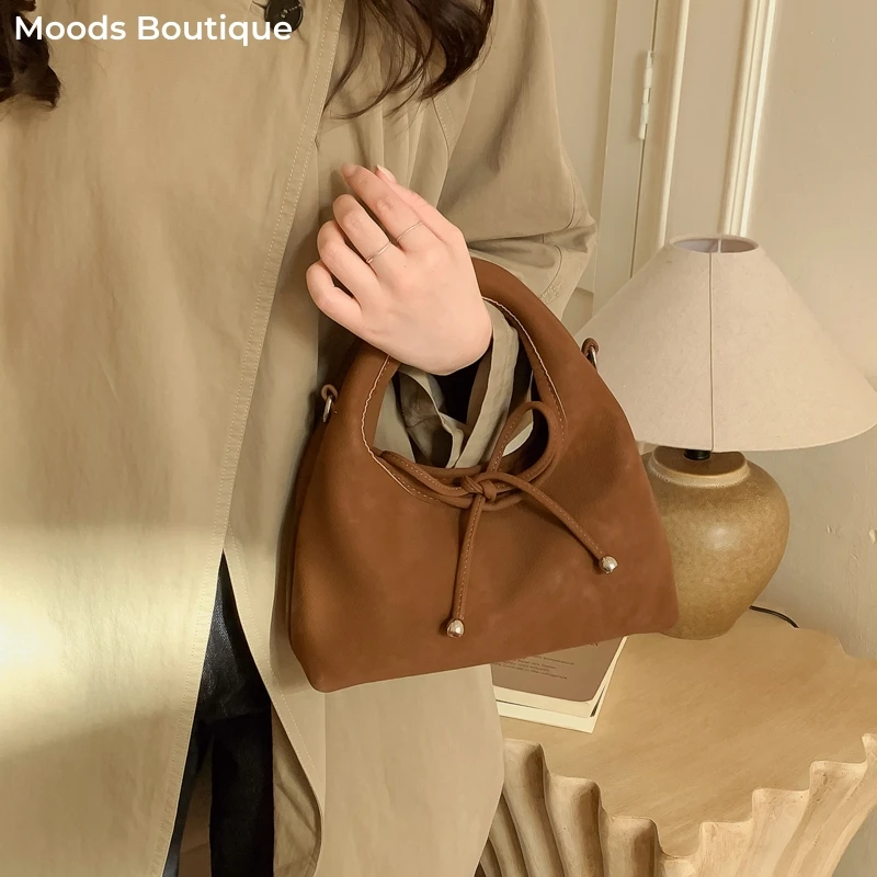 

Fashion Bowknot Small Top-handle Bags For Women PU Leather Solid Color Dumpling Bag Casual Street Shoulder Cross Body Hobo Bags
