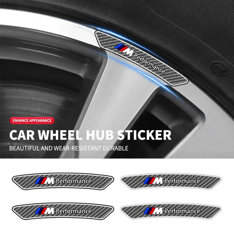 

4PCS Carbon Fiber Car Motorcycle Wheel Rim Decorative Stickers For BMW M M3 M5 M6 X3 E46 E90 F30 G20 E36 E34 X6 G20 Accessory