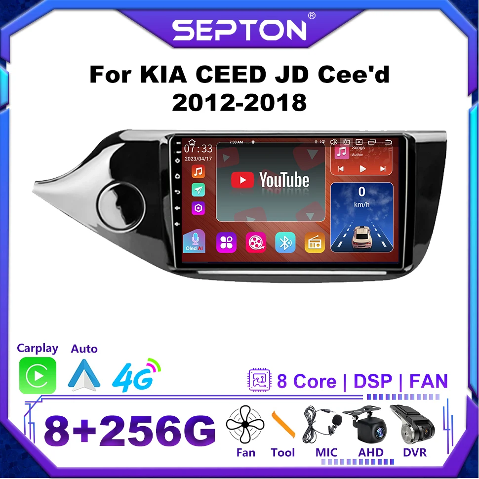 

SEPTON Android Auto Car Radio for KIA CEED JD Cee'd 2012-2018 Carplay 8Core GPS DSP Navi Car Player Audio Automotive Multimedia