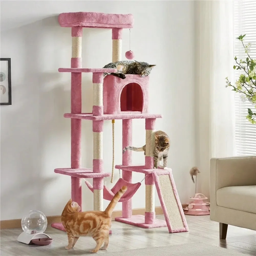 

Cat Tree Rascadores Para Gatos Cat Supplies 63in Height Plush Cat Tree With SisalCovered Posts, Stylish Cat Tower With Hammock S