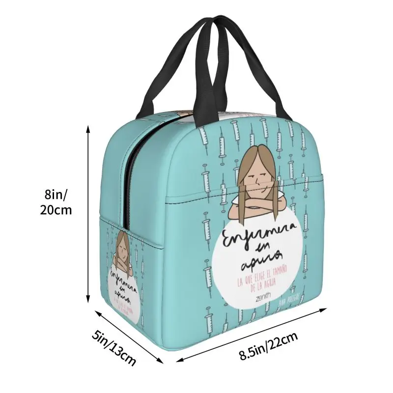 Custom Enfermera En Apuros Doctor Nurse Medical Lunch Box Cooler Thermal Food Insulated Lunch Bag Portable Picnic Tote Bags