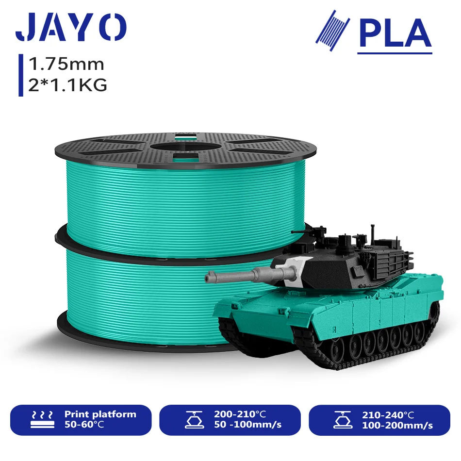 JAYO 2,2 kg 3D-PLA-Druckerfilament 1,75 mm, ungiftig und blasenfrei, PLA-Kunststoff als 3D-Druckfilament für 99 % der 3D-FDM-Drucker und -Stifte