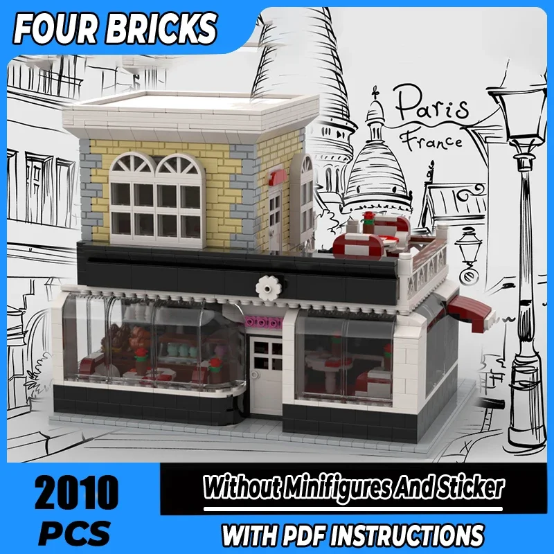 

Строительные блоки Moc, Франчай, кофейный и кондитерский магазин, технология, модульные кирпичи, модель, подарки, рождественские игрушки, наборы «сделай сам», сборка