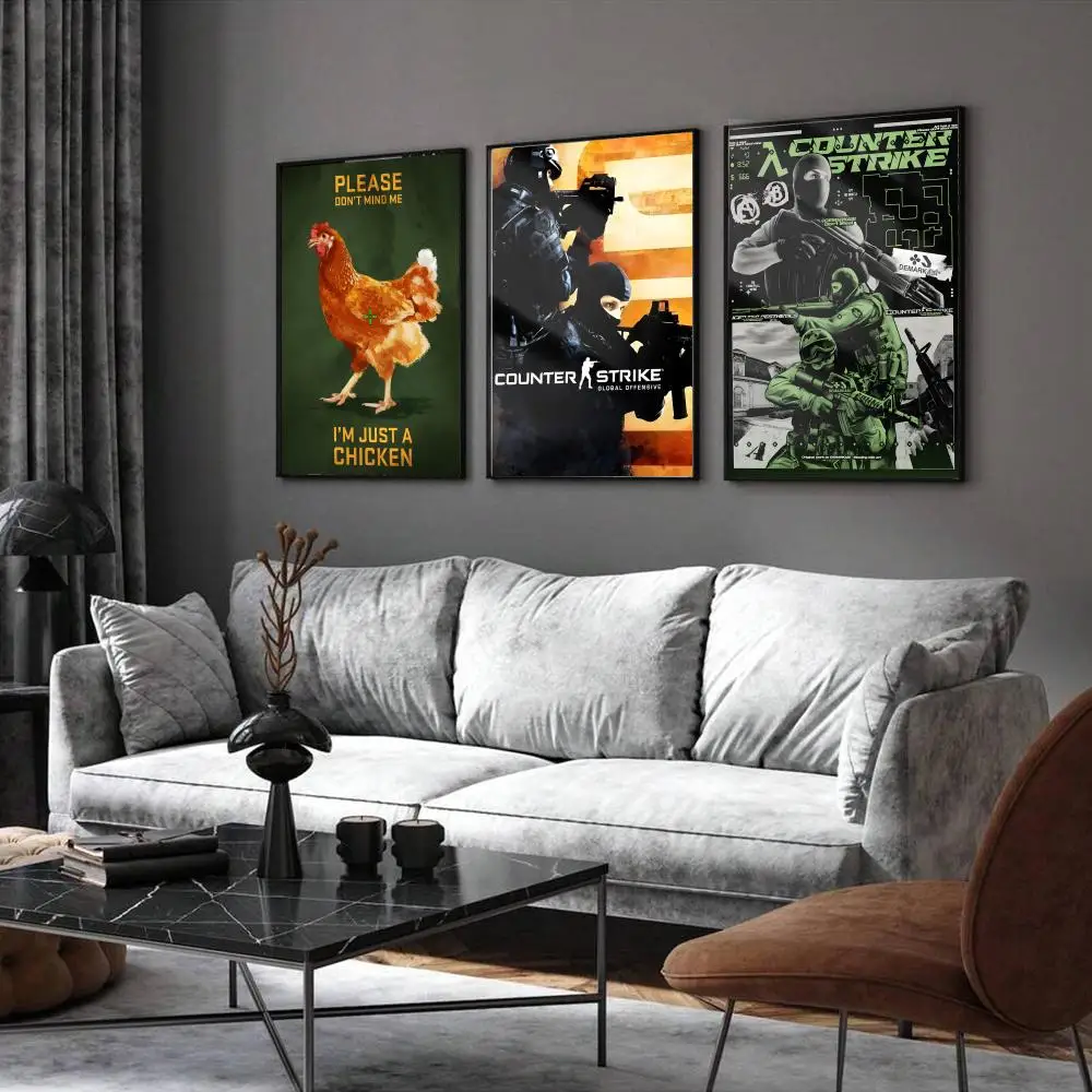 Hot Game C-Counter-Strike CS2 Poster Home Living Bed Room Bar Hallway Sticky Wall Printing Waterproof Aesthetic Decor