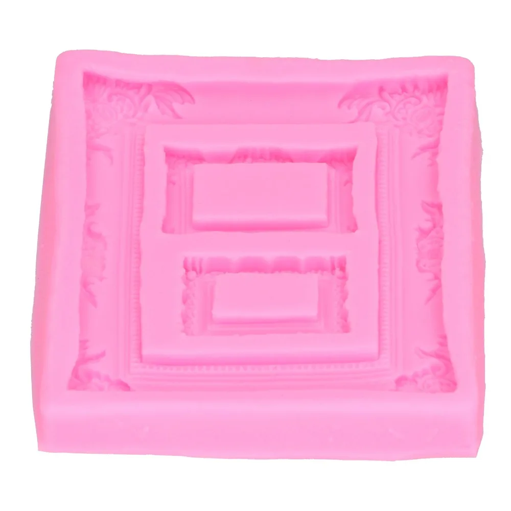 Food-Grade Silicone Silicone Photo Frame Mold Nested Frame Cavities Ornate Baroque Fondant Cake Decoration Tool Detailed Relief