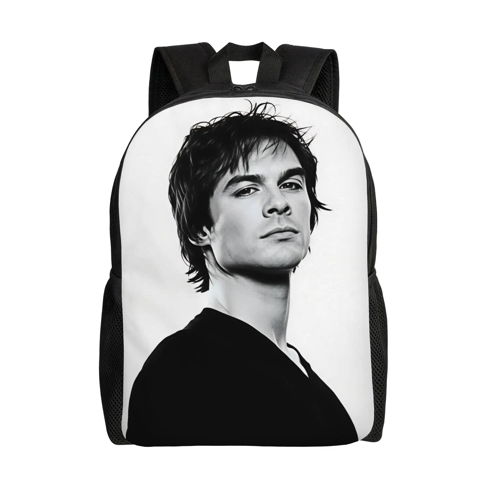Vampire Diaries Damon Klaus  Backpack  Men Polyester Camping Backpacks Print Stylish High School Bags Rucksack