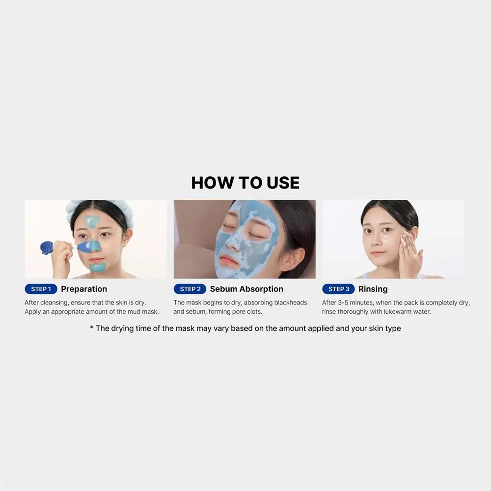 Máscara de barro coreana con espinillas de poros cero, con cepillo de gelatina, mascarilla refrescante para la piel, estiramiento de poros, mascarilla Facial de barro de secado rápido de 3 minutos