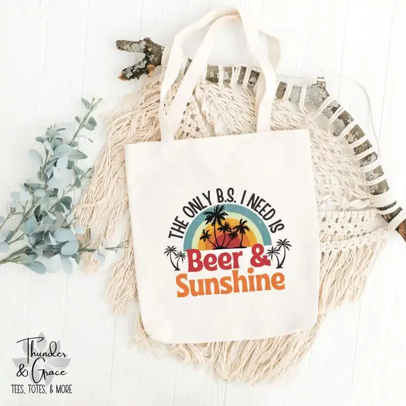 

Только BS, мне нужно, это пиво и солнце, сумка-тоут в стиле ретро, подарок для мамы, лучшего друга, забавная пляжная сумка, подарок для любителей пива