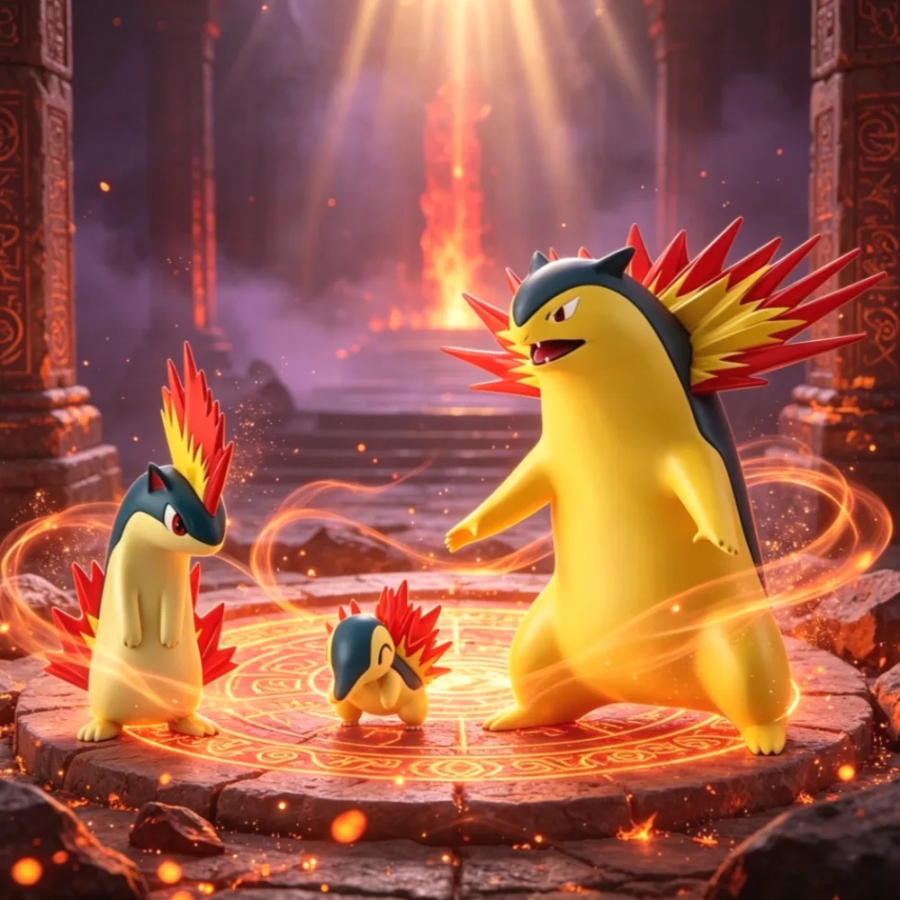 Image of 2,5-9,5cm Anime-Figur Maßstab World Typhlosion Group Pokémon Actionfiguren PVC-Statue Desktop-Sammlermodell Spielzeug Geschenke