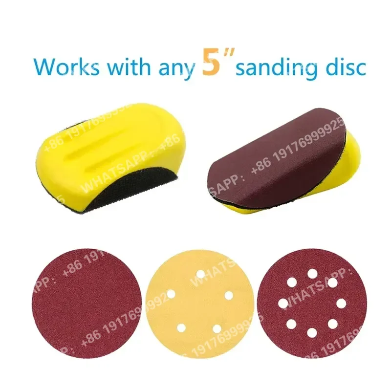 Factory Direct Sale 100 Pcs/1 Carton Hand Sanding Pads 5 Inch 125Mm Yellow Mouse Sanding Blocks for Automotive