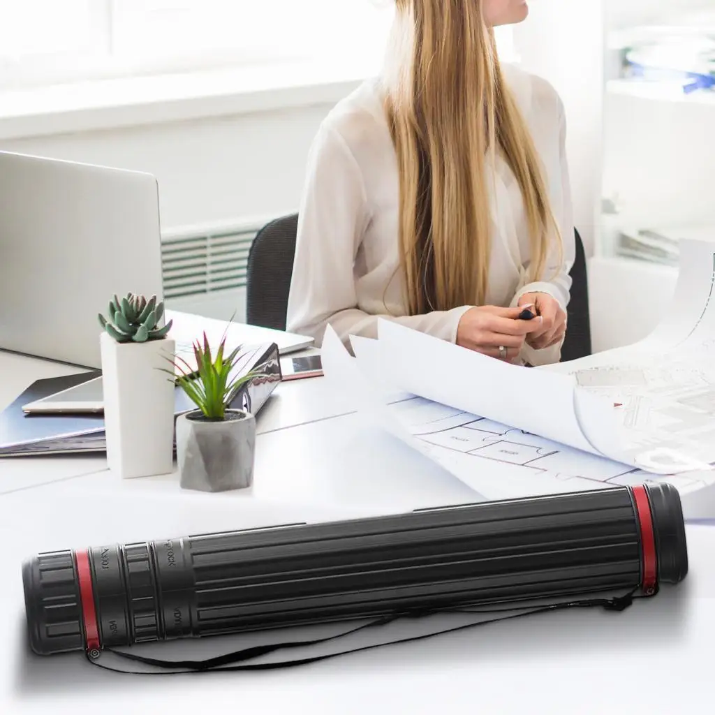 Adjustable Artwork Storage Tube for Blueprints and Posters - Expandable 30-53