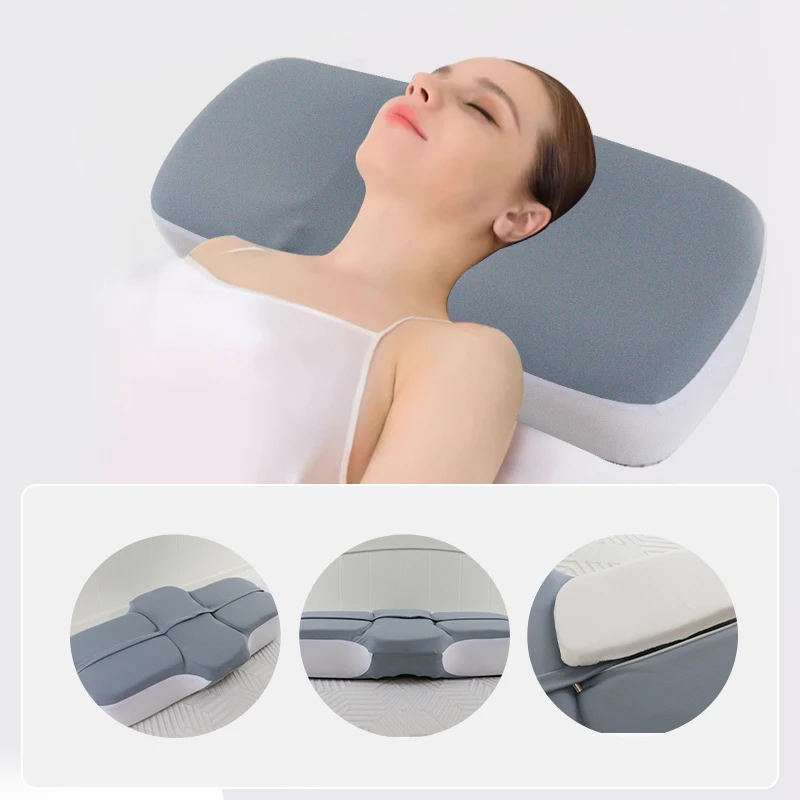 China Hot Selling Private Label Neck Pillow Cervical Memory Foam Bed Pillow Head Adjustable for Pain wash bag single packing