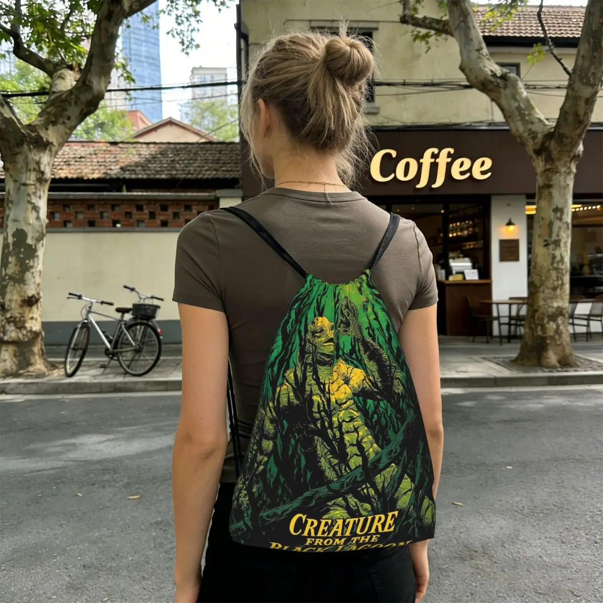 Creature From The Black Lagoon Halloween Monster Backpacks Fashion Drawstring Bags Sundries Bag Book Bags for Travel Students