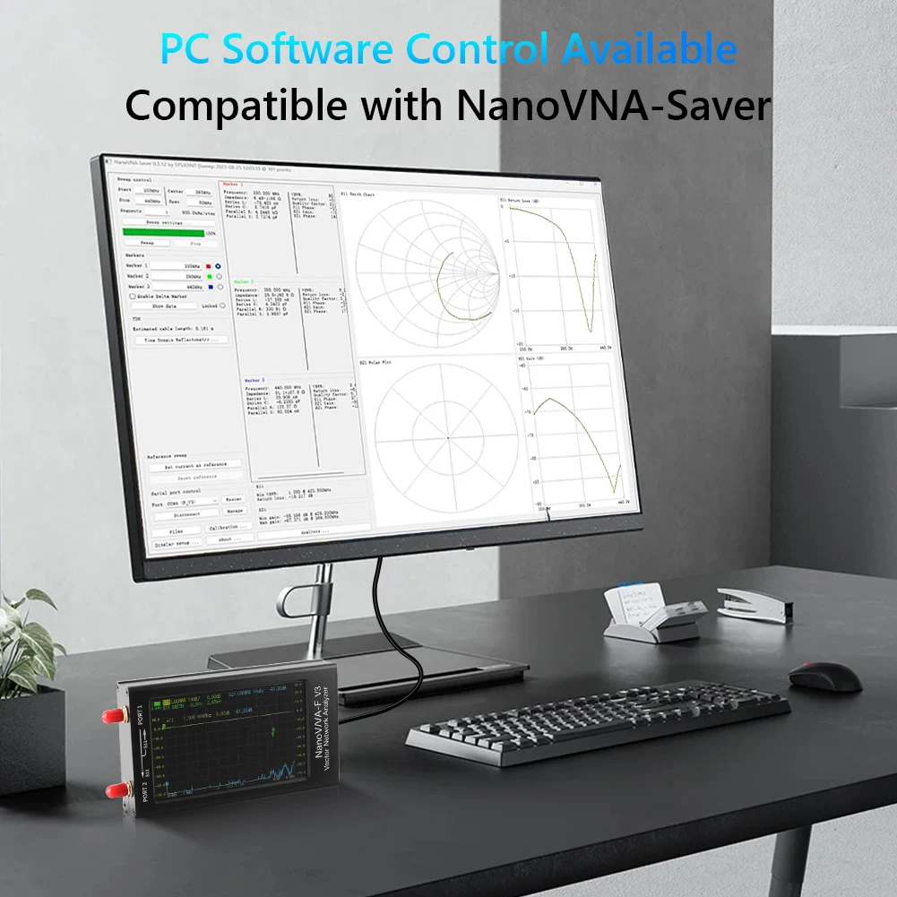 NanoVNA-F V3 ناقلات شبكة محلل 4.3 بوصة شاشة HF VHF UHF SHF هوائي محلل 801 نقاط المسح 1 ميجا هرتز-6 جيجا هرتز VNA محلل #4