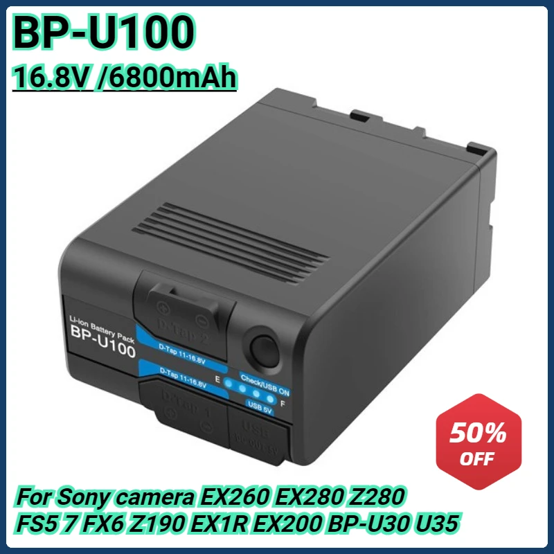 BP-U100 Battery for Sony Camera EX260 EX280 Z280 FS5 7 FX6 Z190 EX1R EX200 BP-U30 U35 U70 U90 U60  with D-Tap and USB Output