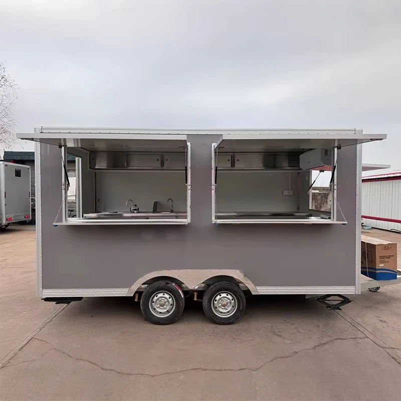 Popular Stainless Steel 2-Wheel Customized Fast Food Mobile Dining Car with Sales Window and Color Selection