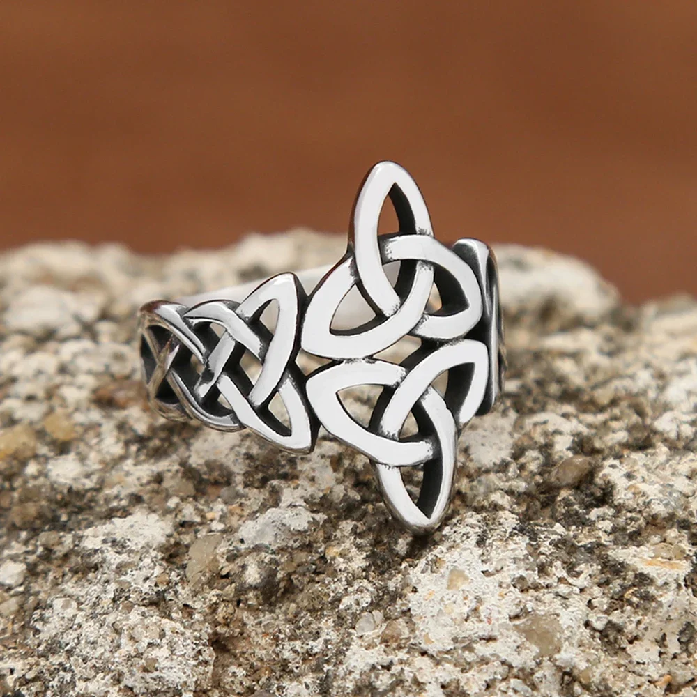 Unique Simple Viking Celtics Knot Ring Punk Stainless Steel Fashion Couple Rings Vintage Amulet Jewelry Accessories Wholesale
