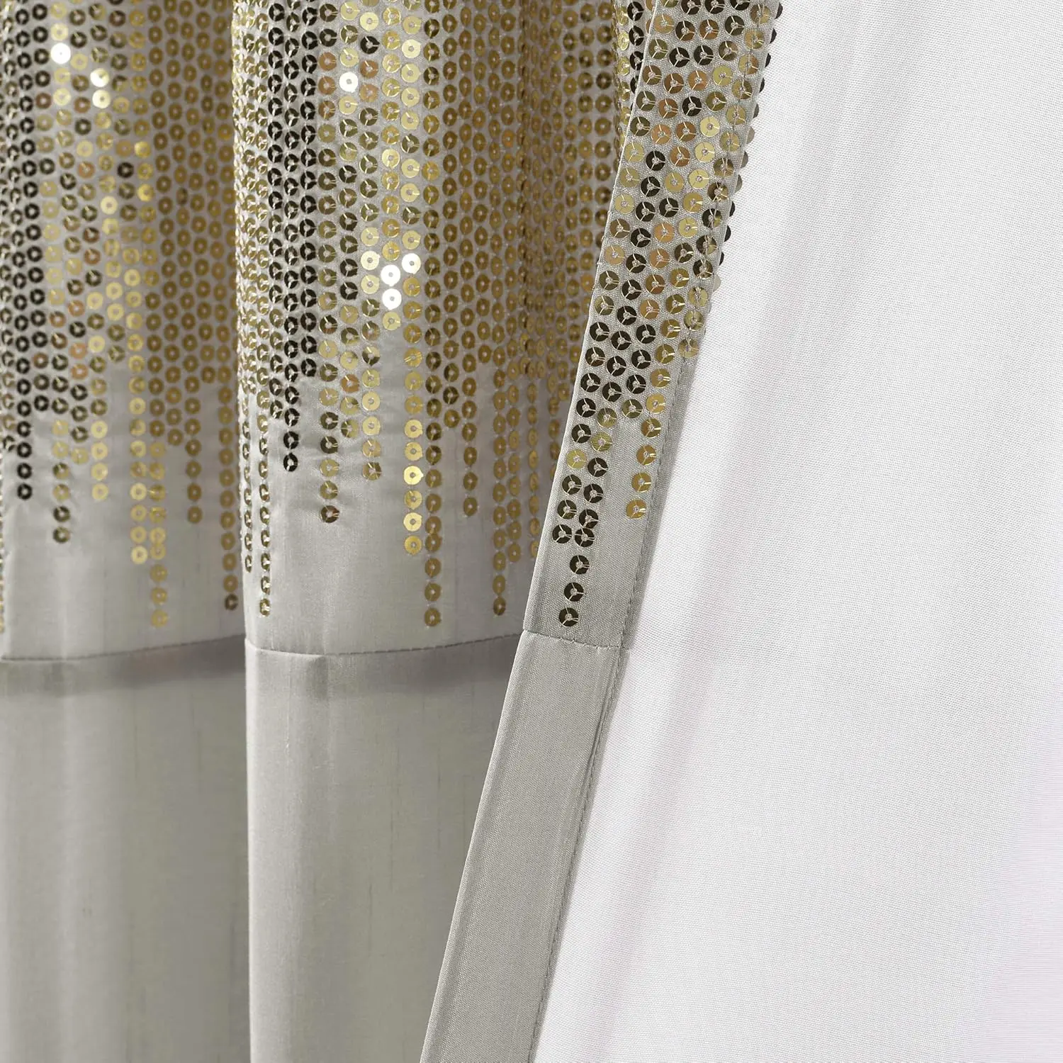 Panel tirai jendela langit malam dekorasi flush, tunggal, 442 "W X 95" "L, kuning & abu-abu-tirai payet-blok berkilau & warna