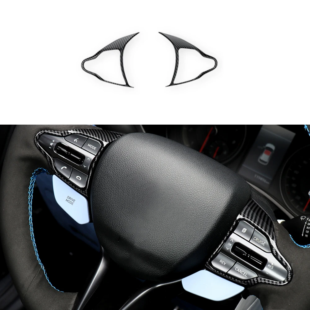 

For Hyundai Veloster N 2019-2023 Kona N i30N Carbon Fiber Style Car Steering Wheel Frame Cover Trim Interior Accessories LHD/RHD