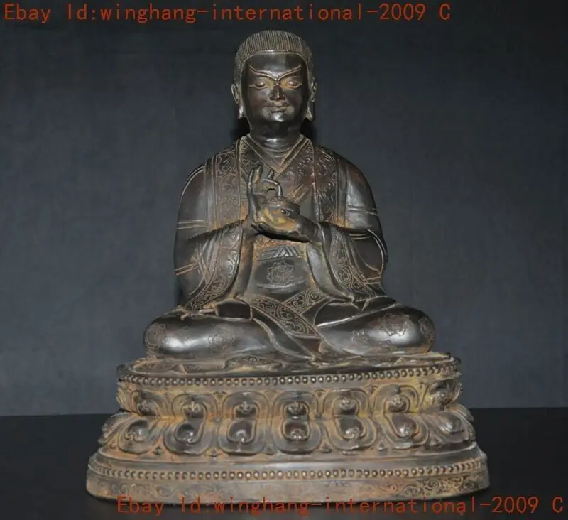 Tibet Buddhism temple bronze gilt Tsongkhapa Master Shamanism Buddha Statue