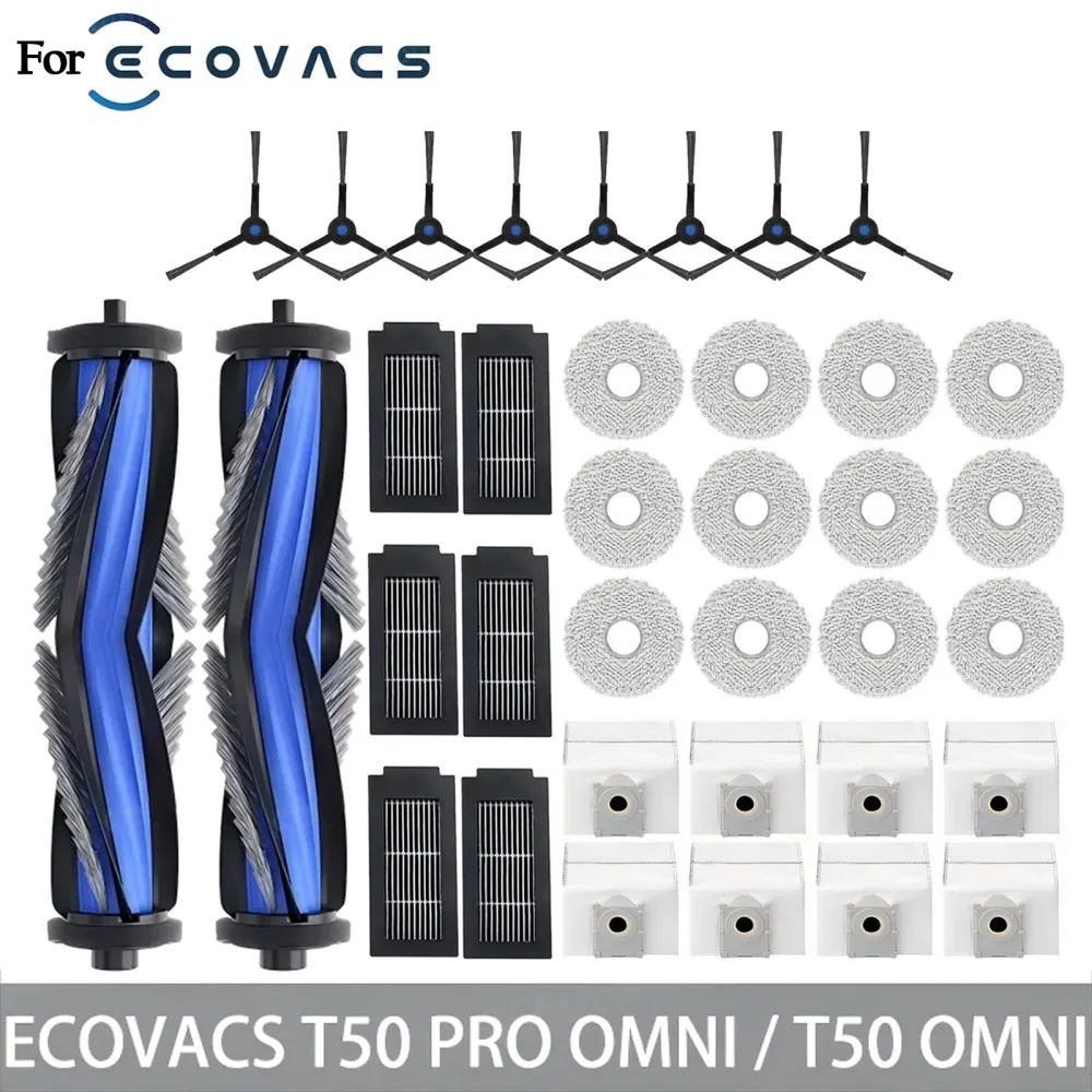 Fit For ECOVACS T50 PRO OMNI /T50 OMNI Robot Vacuum Accessories Mop Cloth Main Side Brush HEPA Filter Dust Bag Replacement Parts