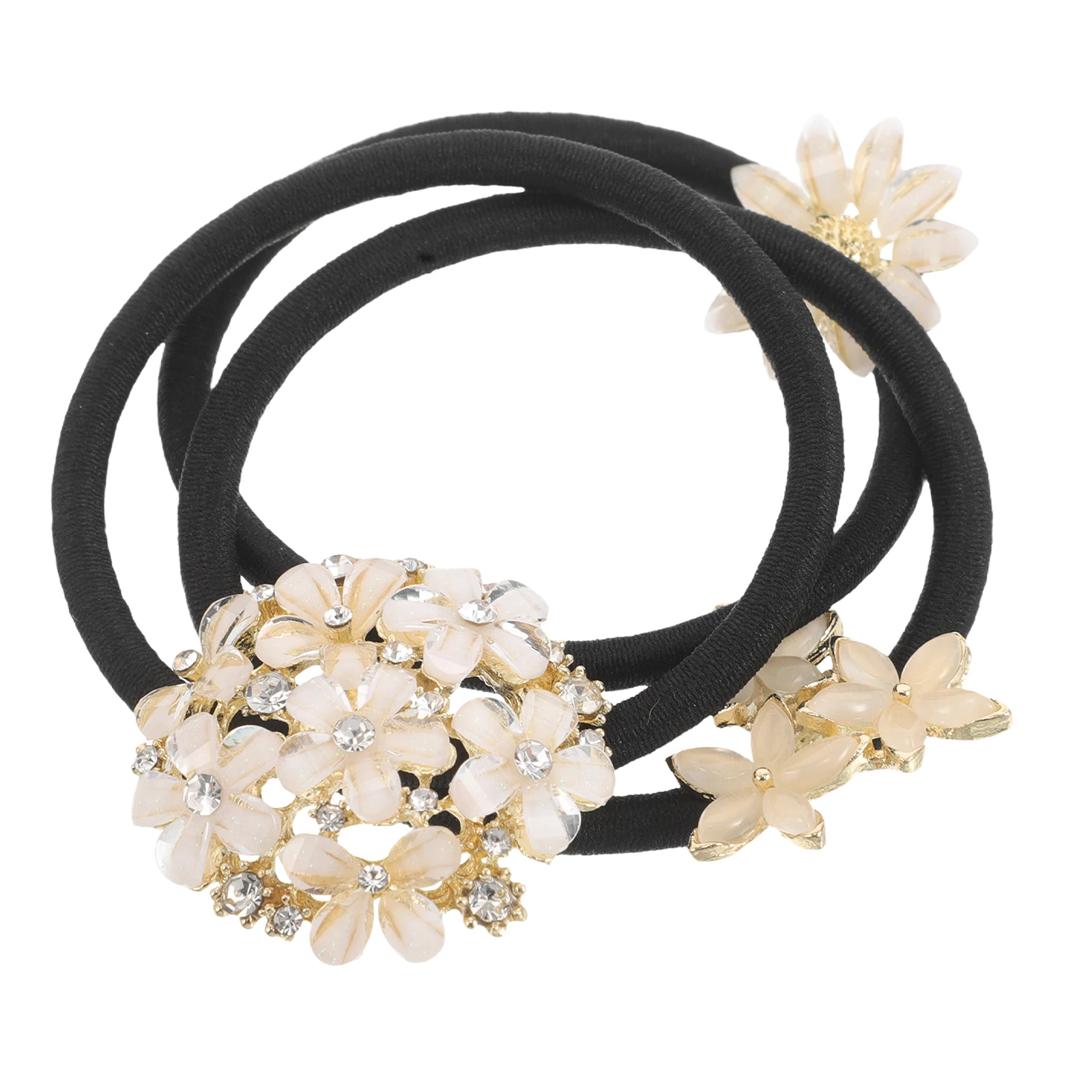 

3pcs Flower Accessories Elastic Band Metal Crystal Rhinestone Holder Dazzling Lightweight Durable Stretchy Rhinestone Band Hair