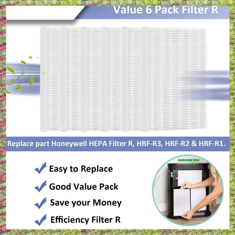 6PCS Replacement HEPA Filters R For Honeywell HPA300 HPA200 HPA100 Air Purifiers Filter HPA300 HPA090 HPA250 Series Accessories