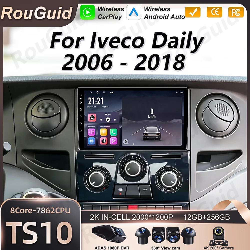 

Android 16 Auto Car Radio For Iveco Daily 2006 - 2018 Carplay Multimedia Player GPS Navigation DSP Car Stereo Bluetooth Screen