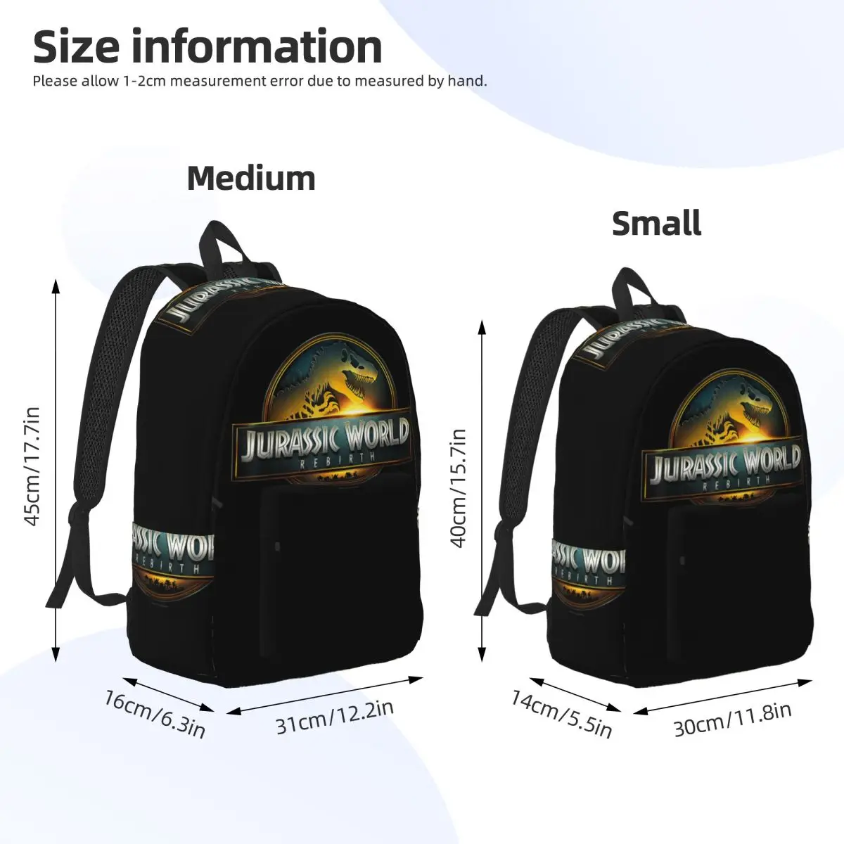 Jurassic World Rebirth ภาพยนตร์โลโก้กระเป๋าเป้สะพายหลัง Trekking กระเป๋าเป้สะพายหลังนักเรียน Unisex Designer กระเป๋าโรงเรียนขนาดใหญ่ตลก Rucksack