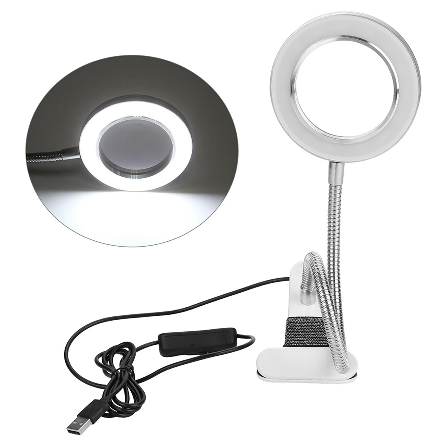 ABXF-2X Desk Table Top 8X Magnifying Glass Beauty Nail Salon Tattoo Magnifier Lamp Light