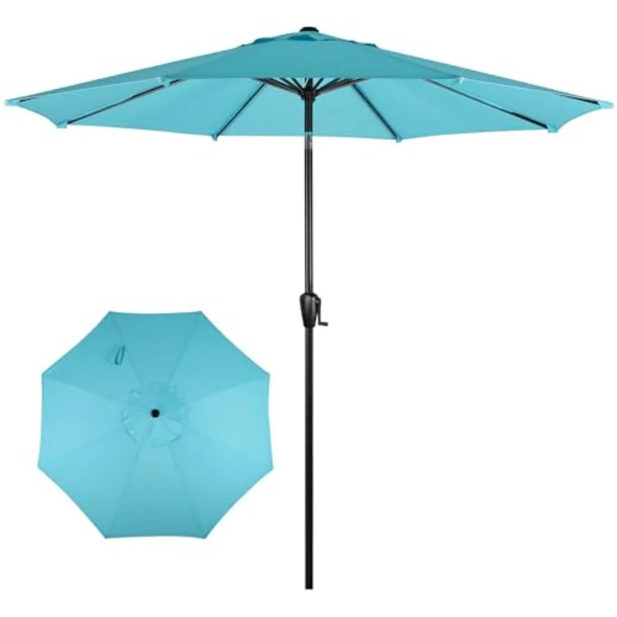 

Зонт для патио Sun-Ray 9 футов, круглый, с кнопочным механизмом наклона и ручной системой подъема, для веранды, террасы и патио