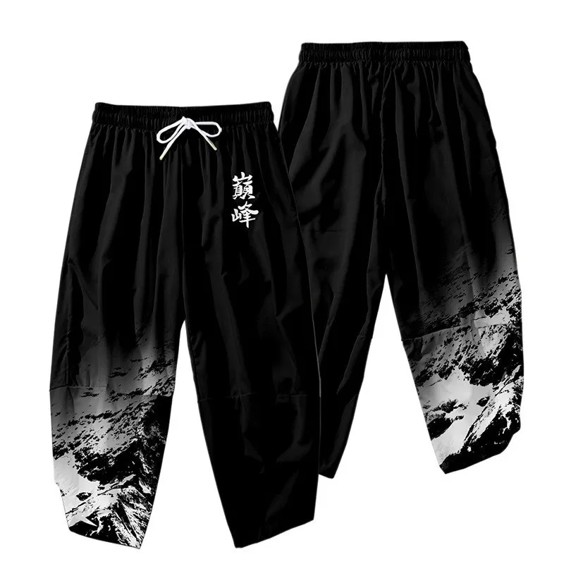 Anime Peak Pattern Harem Pants Mens Jogger Pants Male Casual Japanese Style Pants Boys Trousers