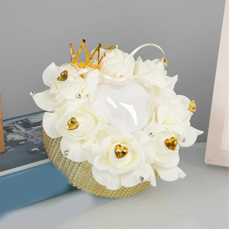 Unique Storage Case Simulated Flower Rings Holder Heart Rings Storage Box Stylish Jewelry Presentation Case Dropship