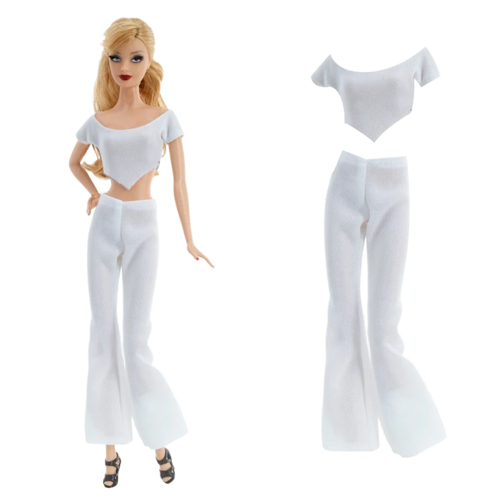 White Yoga Suit For Barbie Doll Clothes Fashion Dollhouse Sport Wear Casual Kawaii Kids Toys Mini Doll Accessories