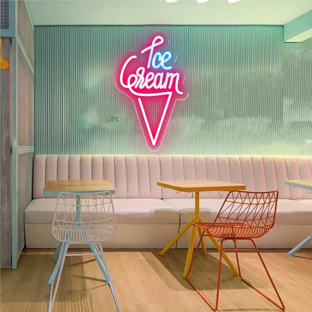 Ice Cream Neon LED Sign Light Wall Decoration for Store Room Party Decor Kids Birthday Gift Night Lights Lamps