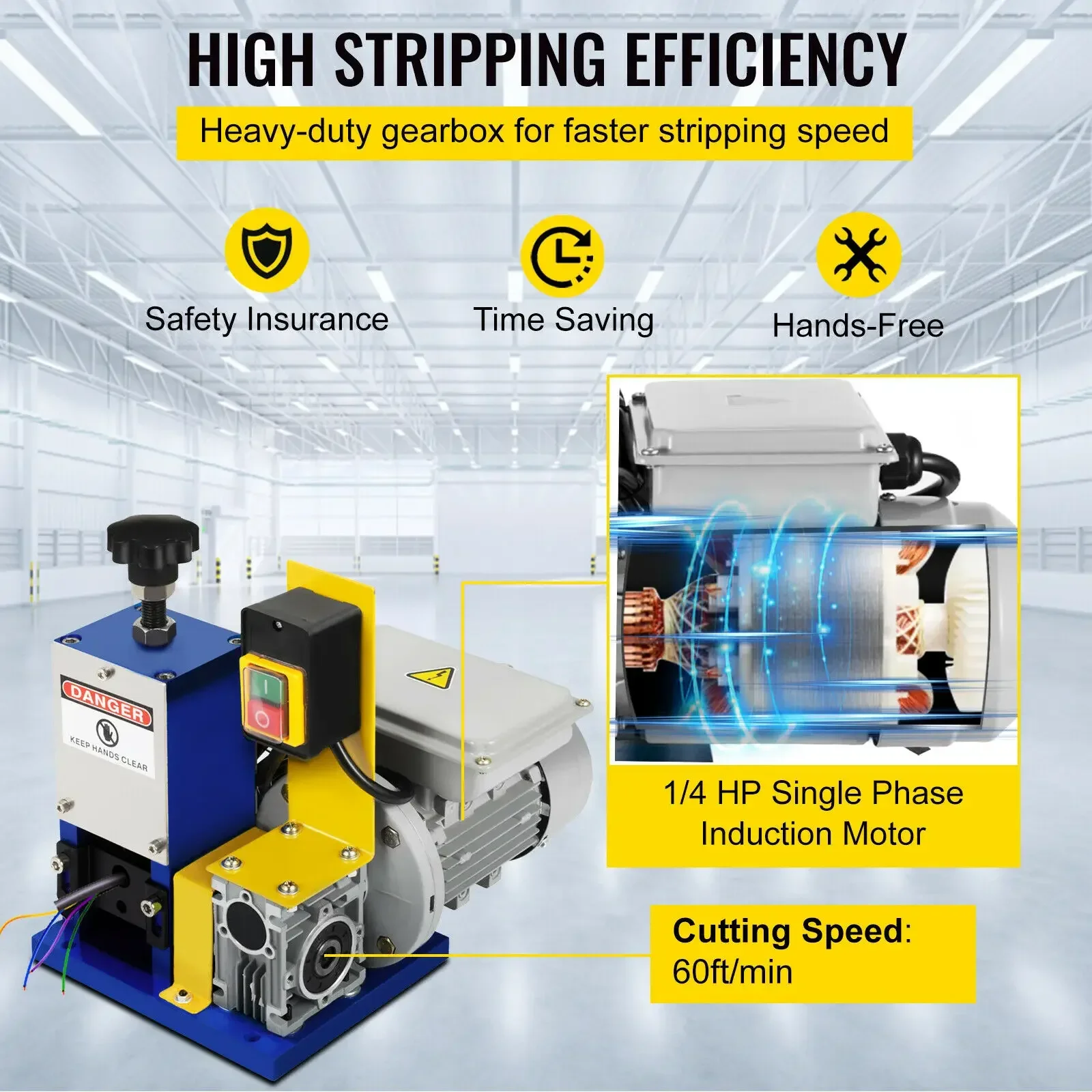 VEVOR Elektrische draadstripmachine, drie typen met kabel, strippermachine, metalen gereedschap extra mes koper voor recyle