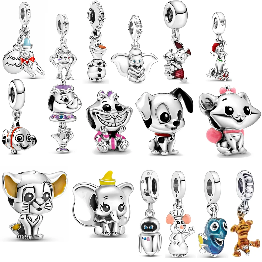 New Hot Charm Cartoon Toys Winnie Tigger Beads Necklace Pendant Fit Original Pandora Bracelet Jewelry 925 Sterling Silver plated